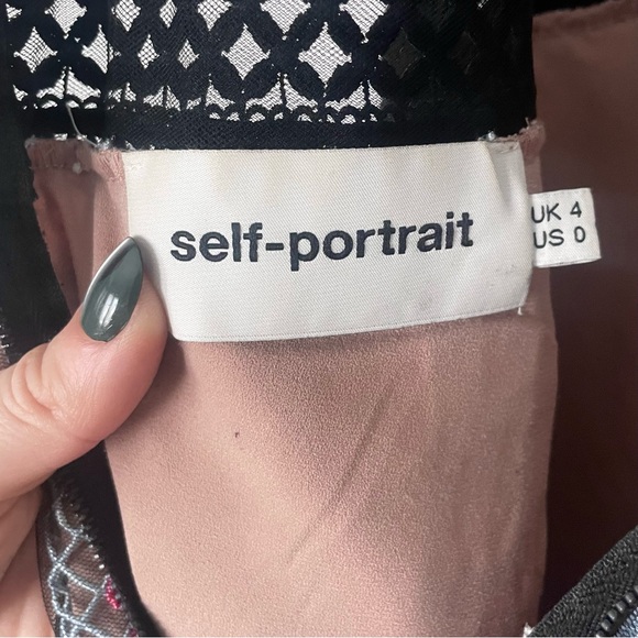 Pristine SELF-PORTRAIT Dress with Lace Overlay + Mesh + Floral Embroidery - Picture 9 of 10